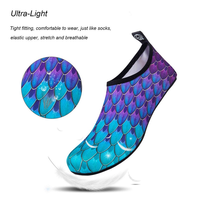 WateLves Water Shoes for Womens Mens Barefoot Quick-Dry Aqua Socks for Beach Swim Surf Yoga Exercise Camping Must Haves (Fishscale Bluegreen, 36/37) - Image 3